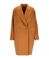 Max Mara Studio Double-breasted Drap Coat In Brown