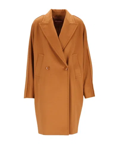 Max Mara Studio Double-breasted Drap Coat In Brown