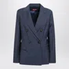 Max Mara Studio Double-breasted Jacket In Denim Blue Wool Canvas In Blue