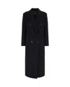 Max Mara Studio Double-breasted Tailored Long Coat In Nero