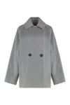 Max Mara Studio Double-breasted Wool Blazer In Grey