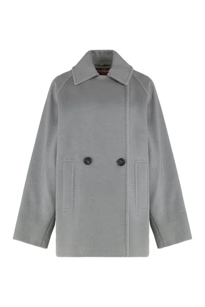 Max Mara Studio Double-breasted Wool Blazer In Grey