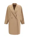Max Mara Studio Double-breasted Wool Drap Coat In Neutral
