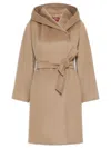 Max Mara Studio Double-drap Virgin Wool Belted Jacket With Side Welt Pockets In White