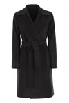Max Mara Studio Dravenna - Wool Dressing Gown Coat In Black