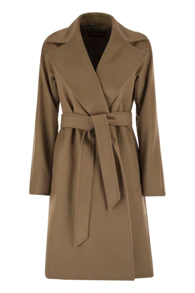 Max Mara Studio Dravenna - Wool Dressing Gown Coat In Brown