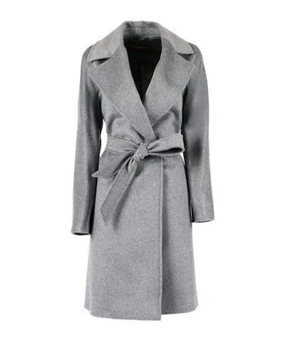 Max Mara Studio Dravenna Belted Coat In Gray