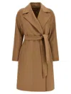 Max Mara Dravenna Belted Wool Coat In Beige