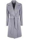 Max Mara Tie-fasteing Coat In Gray