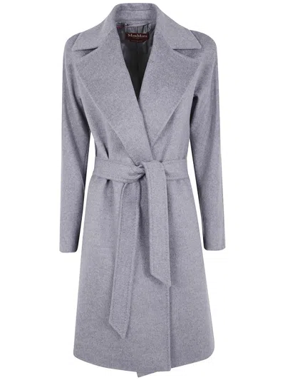 Max Mara Tie-fasteing Coat In Gray