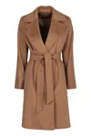 Max Mara Cles Belted Wool-blend Coat In Brown