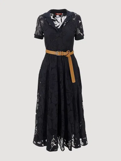 Max Mara Studio Dress Woman Blue In Black