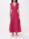 Max Mara A-line Midi Dress With Deep V-neckline In Pink