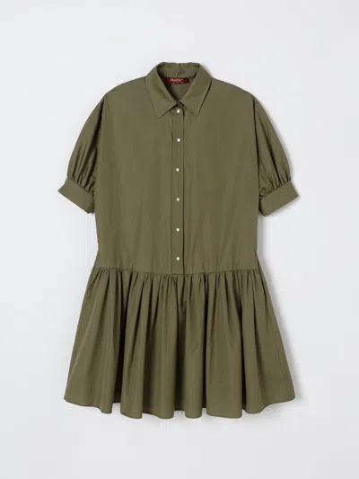 Max Mara Studio Dress Woman Kaki In Brown