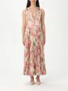 Max Mara Floral Midi Dress With V-neckline And Pleated Skirt In Multi