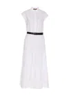 Max Mara Tiered White Midi Dress With Classic Button-up Front In White