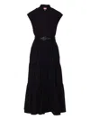 Max Mara Studio Sleeveless Belted Dress In Black