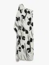 Max Mara Printed Silk One-shoulder Dress In White