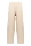 Max Mara Ragtime Ribbed-trim Wide-leg High-rise Wool-knit Trousers In Neutral