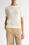 Max Mara Studio Ebbri Open Stitch Short Sleeve Sweater In White