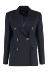 Max Mara Studio Edicola Double-breasted Wool Blazer In Blue