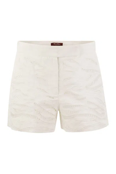 Max Mara Studio Edmond - Embroidered Cotton Shorts In White