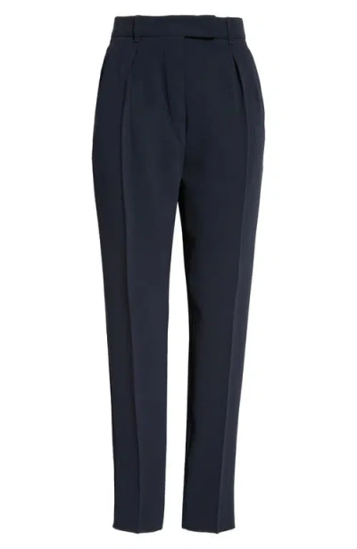Max Mara Studio Eguale Pleated Crepe Ankle Pants In Navy