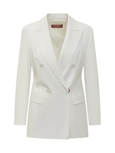 Max Mara Studio Elegant Double Breasted Blazer With Chic Rever In Gray