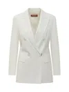 Max Mara Studio Elegant Double Breasted Blazer With Chic Rever In White