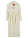 Max Mara Studio Elegant Wrap-around Jacket With Long Kimono Sleeves In White