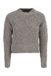 Max Mara Sequin-embellished Diamond-pattern Sweater In Gray