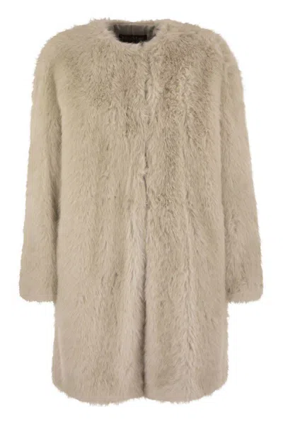 Max Mara Studio Eros - Faux Fur Coat In Neutral