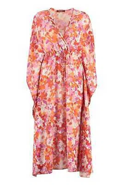 Pre-owned Max Mara Studio Fertile Printed Silk Dress In Multicolor