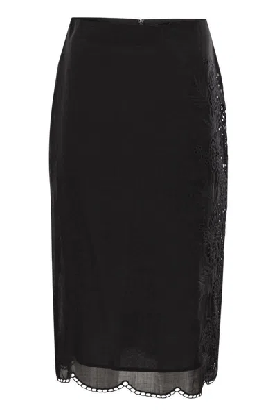 Max Mara Fify Ramie Skirt In Black