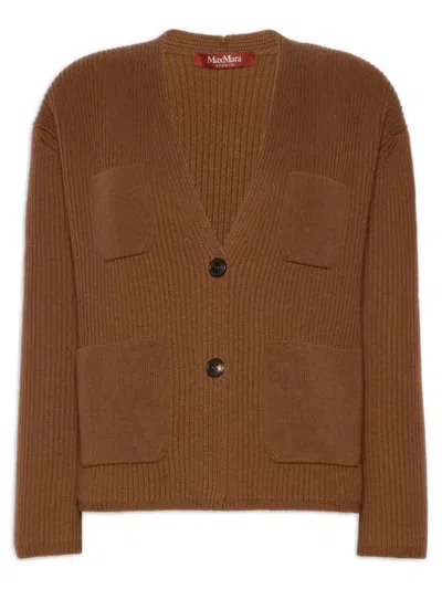 Max Mara Studio Filtro Wool And Cashmere Cardigan In Brown