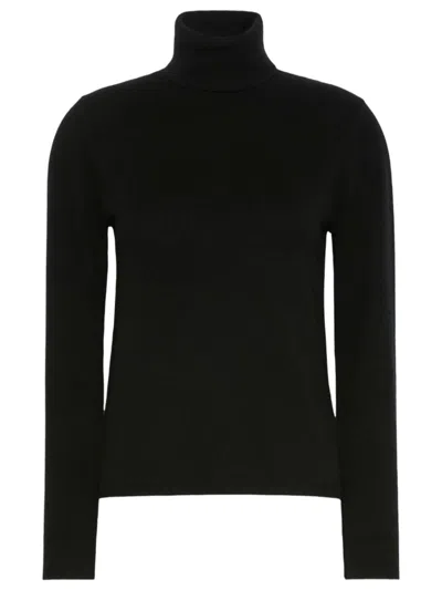 Max Mara Studio Fine Rib Knit Wool-cashmere High Neck Sweater In Black