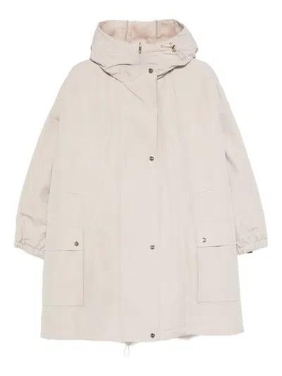 Max Mara Flap-pocket Hooded Coat In Neutral