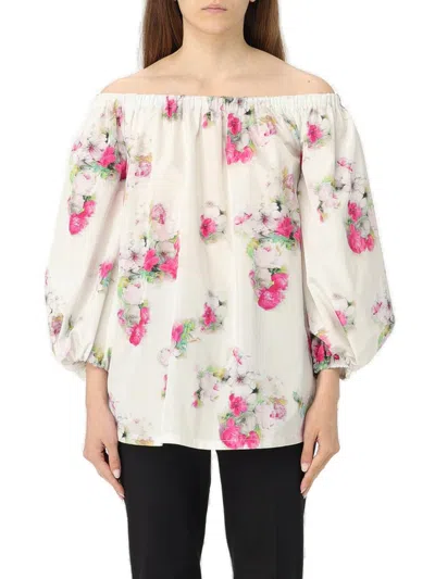 Max Mara Women's Zigrino Printed Blouse Top In Multi