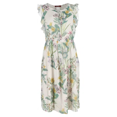 Max Mara Studio Floral-print Midi Dress In Multicolor Silk