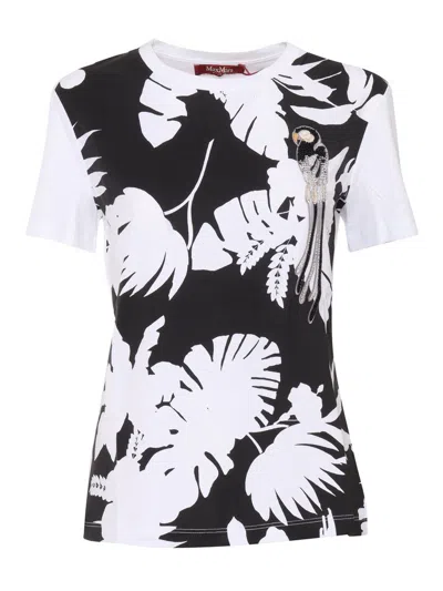 Max Mara Studio Floral Printed Crewneck T In Multi