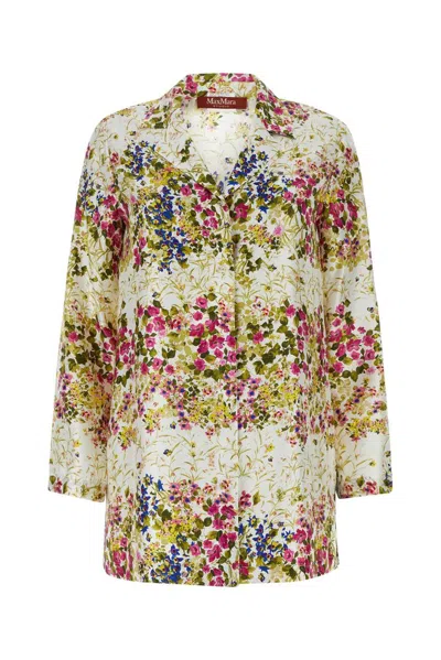 Max Mara Campale Printed Satin Shirt In White
