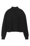 Max Mara Studio Mock Neck Ribbed Jumper In Black