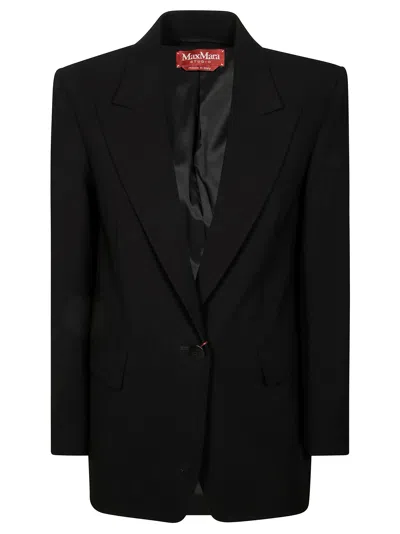 Max Mara Single-breasted Tailored Blazer With Notched Lapel In Black
