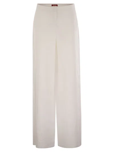 Max Mara Studio Garibo Linen Trousers In White