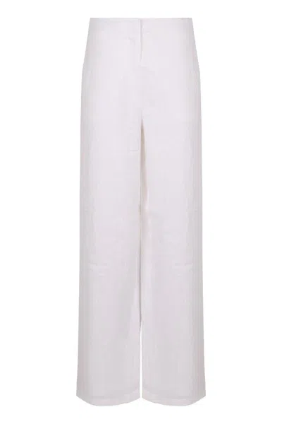 Max Mara Studio Garibo Linen Trousers In White