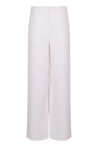 Max Mara Studio Garibo Linen Trousers In White