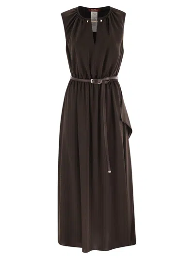 Max Mara Chocolate Triacetate Blend Dress In Brown