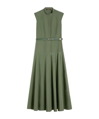 Max Mara Cotton Poplin Dress In Green