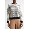 Max Mara Studio Gettone Stripe Diamond Sticth Wool & Cashmere Sweater In White