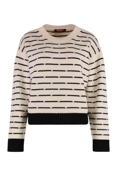 Max Mara Studio Gettone Wool And Cashmere Sweater In White